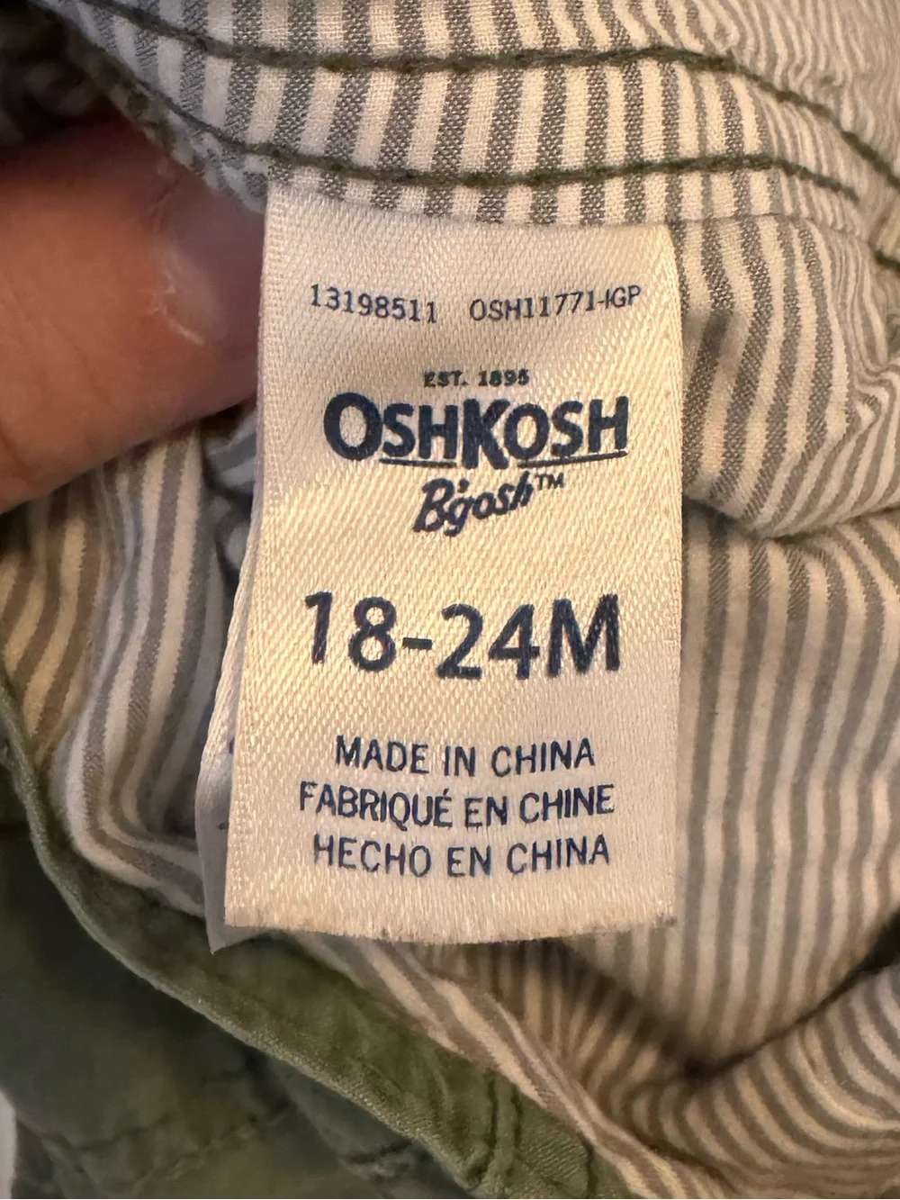OshKosh B'gosh Canvas Olive Green Cotton Overalls